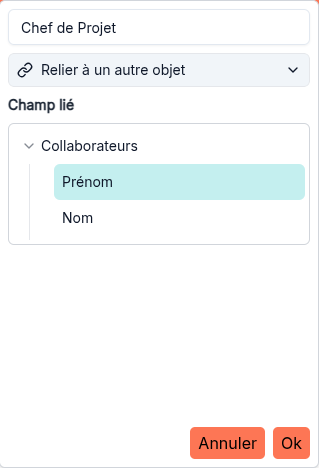 Création d'une relation