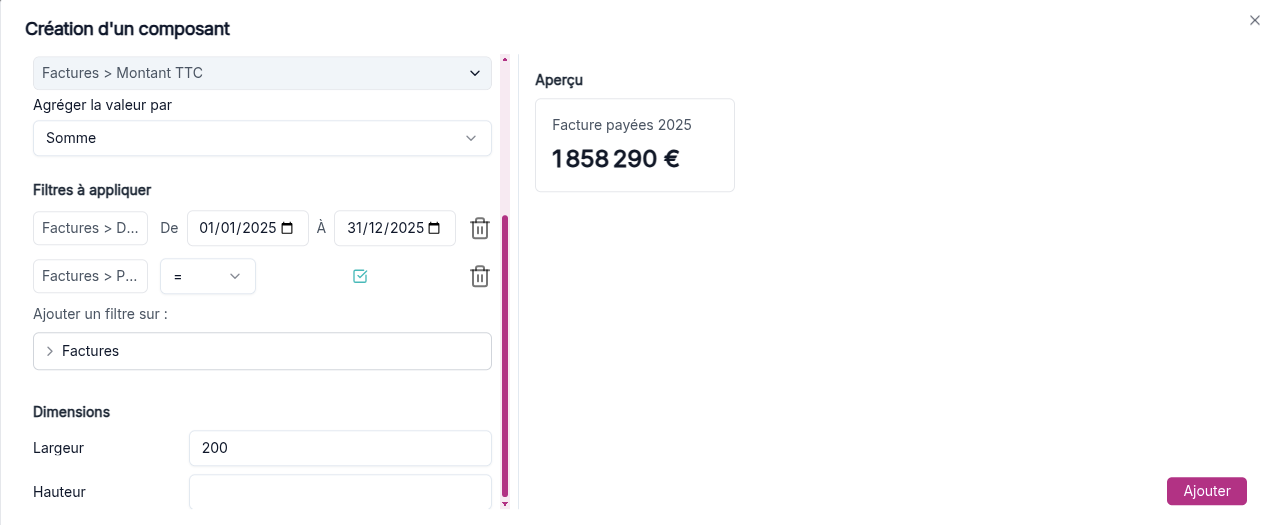 Application d'un filtre sur l'indicateur clé