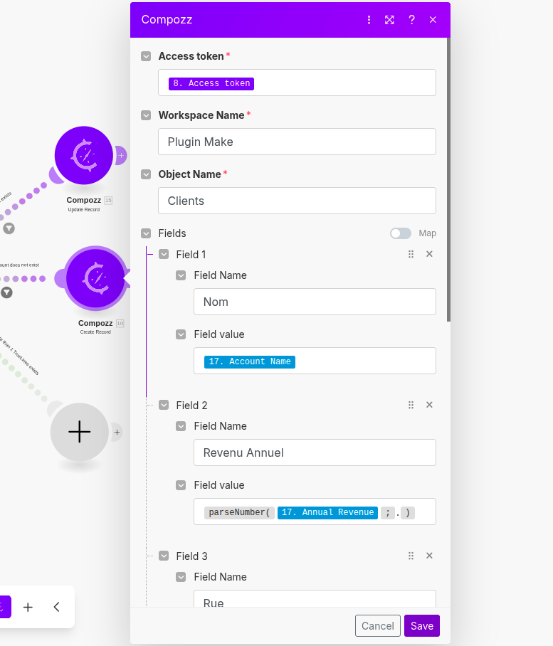 Module de création d'enregistrement dans Make